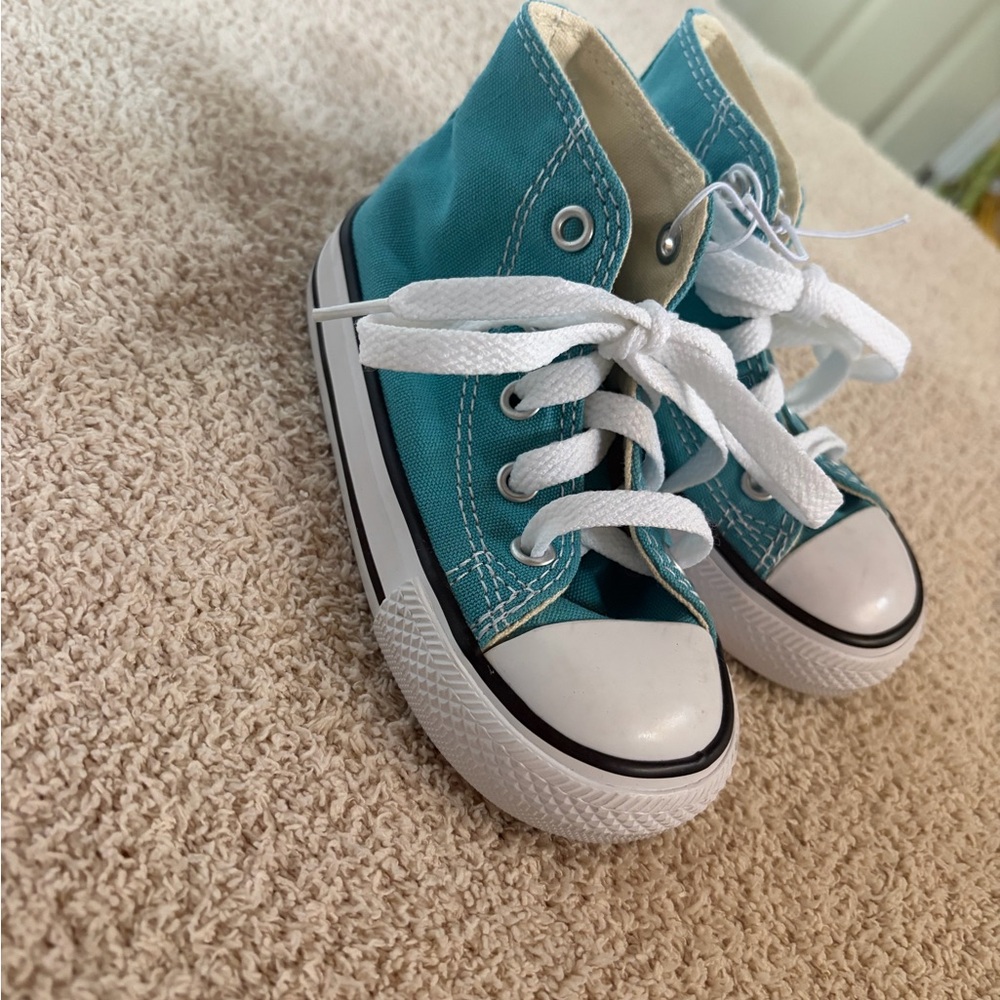 Converse Kids High-Top Sneakers in Teal and White - Picture 3 of 4